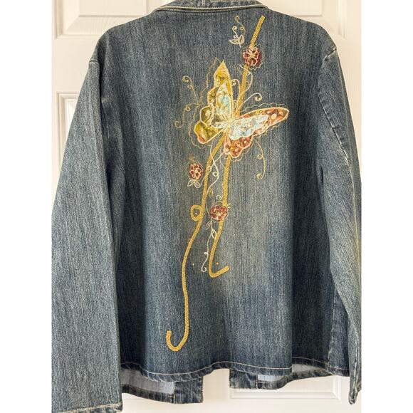 JouJou Y2K Embroidered Denim Jacket XXL - Picture 2 of 14